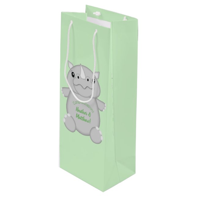 Bolsa Para Vino Rhino Baby Shower Green (Angulo Anverso)