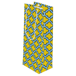 Bolsa Para Vino Rojo azul amarillo y bebé, Entramado, Quatrefoil