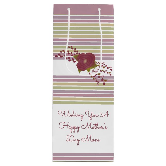 Bolsa Para Vino Rosa Oro y Verde (Anverso)