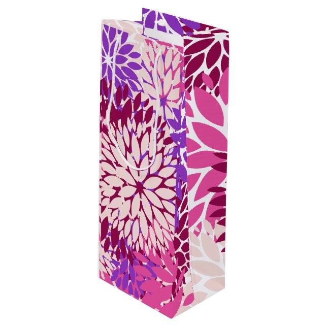Bolsa Para Vino Rosa Peach Burgundy Púrpura Dahlias (Angulo Anverso)