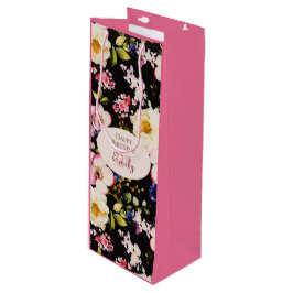 Bolsa Para Vino Rosa rosa y amarillo color de agua en negro, cumpl
