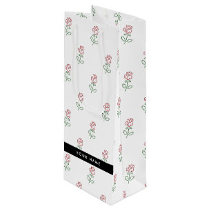 Bolsa Para Vino Rosas Rojas, Patrón De Rosas, Tu Nombre