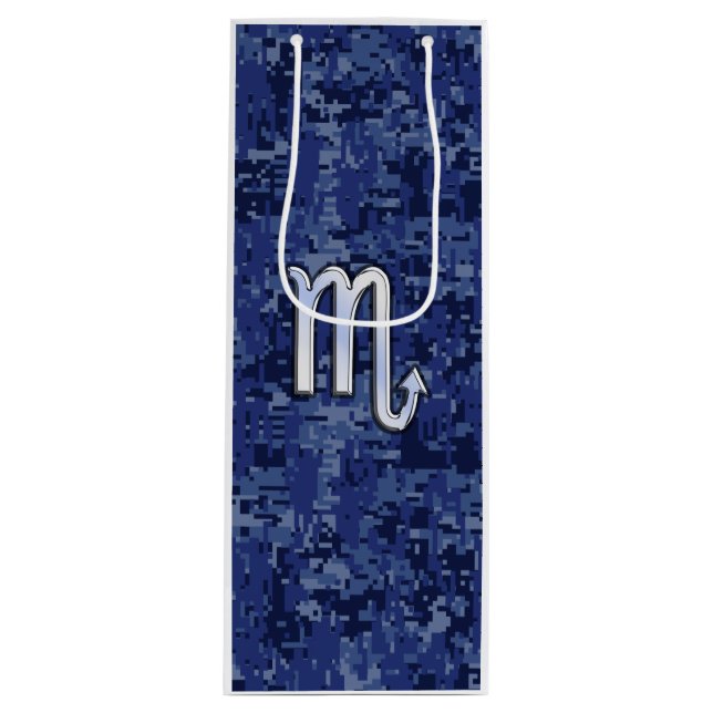 Bolsa Para Vino Rótulo Escorpio Zodiac en camo azul marino