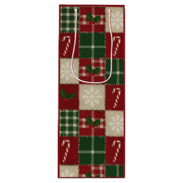 Bolsa Para Vino Rustic Christmas Quilt Plaid