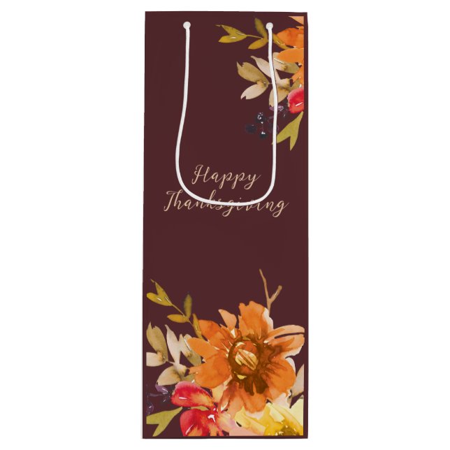 Bolsa Para Vino Rustic Floral Thanksgiving  (Anverso)