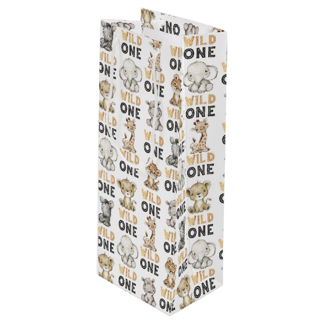 Bolsa Para Vino Safari Wild One Birthday Party (Angulo Anverso)