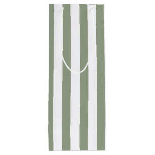 Bolsa Para Vino Sage Green and White Stripe