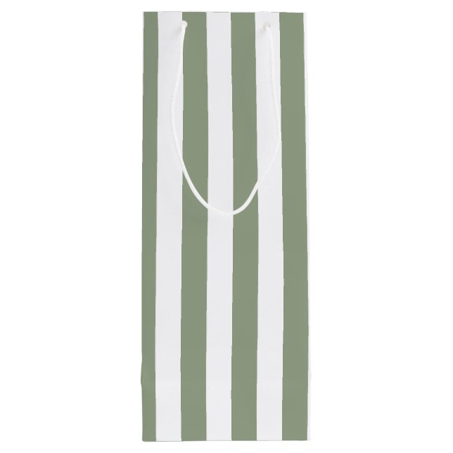 Bolsa Para Vino Sage Green and White Stripe (Reverso)