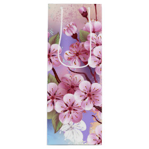 Bolsa Para Vino Sakura rosa sobre fondo de pintura