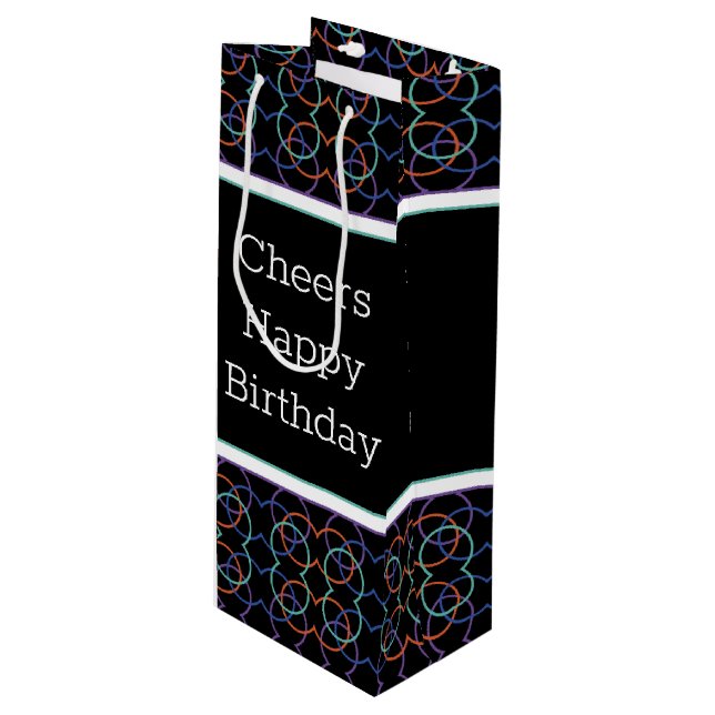 Bolsa Para Vino Saludos tema de cumpleaños feliz (Angulo Anverso)