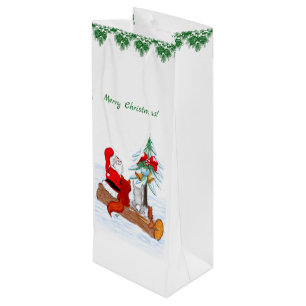 Bolsa Para Vino Santa Claus con Fox de Conejo y Squirrel