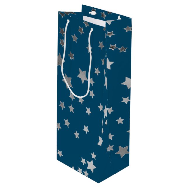 Bolsa Para Vino Scattered Stars Pattern on Blue (Angulo Anverso)