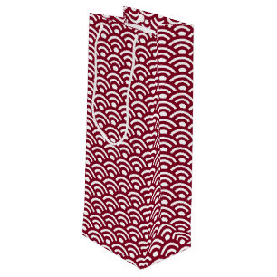 Bolsa Para Vino Seigaiha, olas, japonés, burdeos y blanco