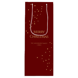 Bolsa Para Vino Sencillo elegante Red & Gold Confetti Feliz Navida