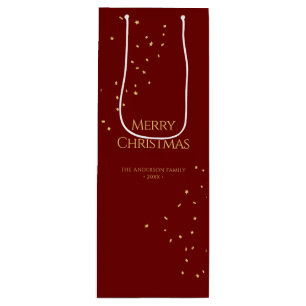 Bolsa Para Vino Sencillo elegante Red & Gold Confetti Feliz Navida