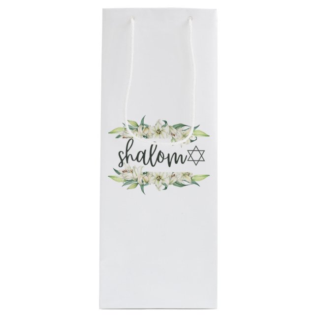 Bolsa Para Vino Shalom (con Lilies y Estrella de David) (Anverso)