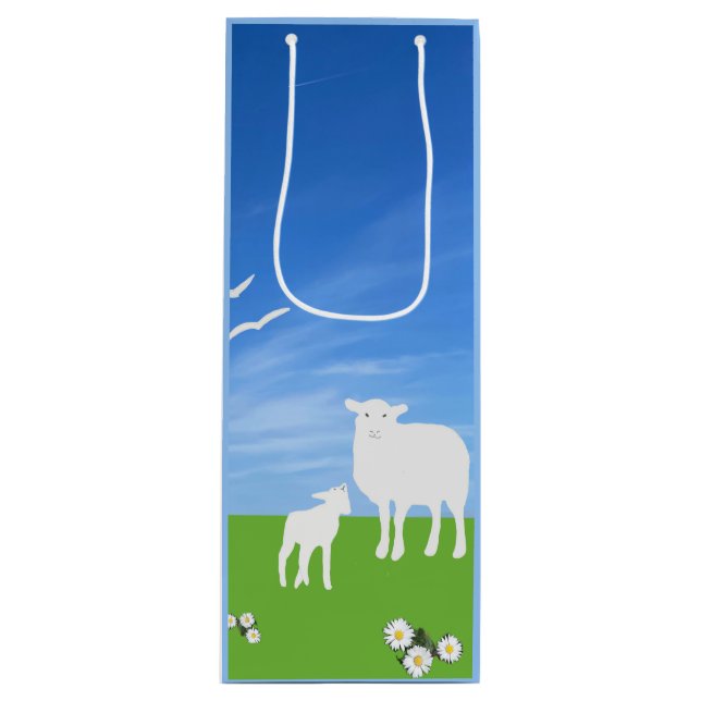 Bolsa Para Vino Sheep and Lamb editable Easter (Anverso)