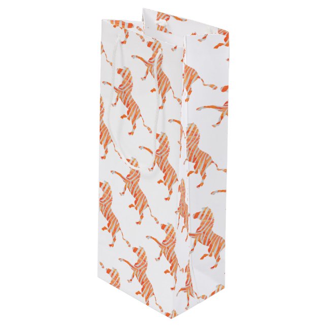 Bolsa Para Vino Silhouette de cebra blanca y naranja (Angulo Anverso)
