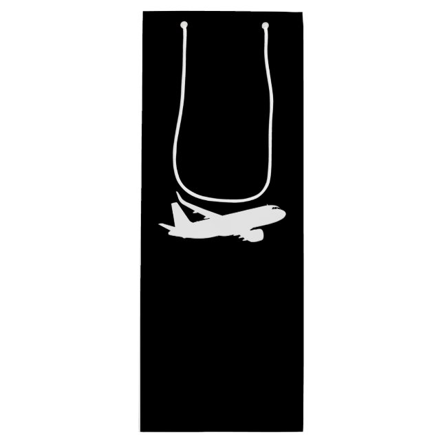 Bolsa Para Vino Silhouette de línea de aviones Jet Flying Black De (Anverso)