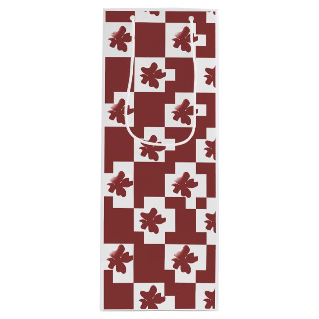 Bolsa Para Vino Silhueta de flores em padrão. (Anverso)