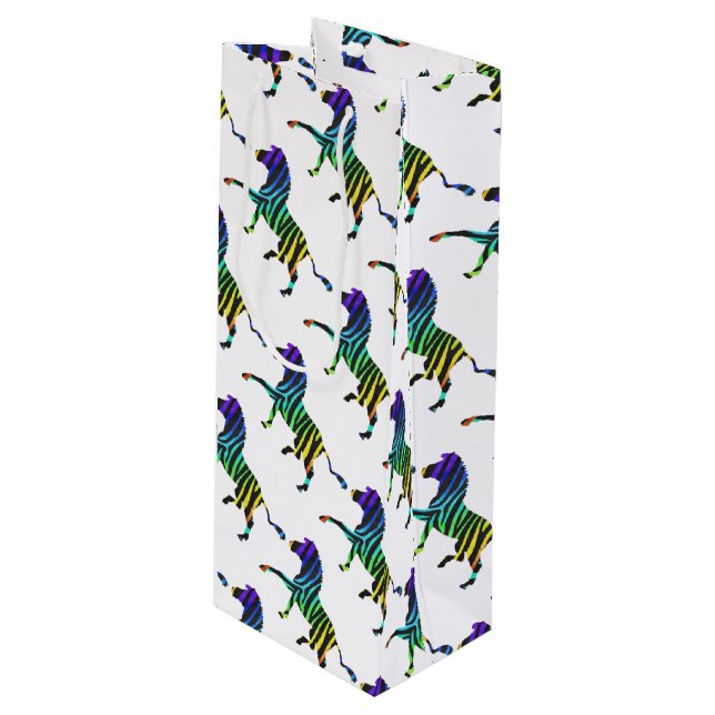 Bolsa Para Vino Silueta de cebra negra y arcoiris (Angulo Anverso)