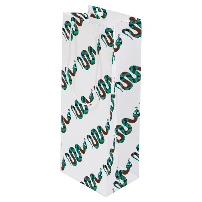 Bolsa Para Vino Silueta de impresión Verde azulada y marrón serpie (Angulo Anverso)