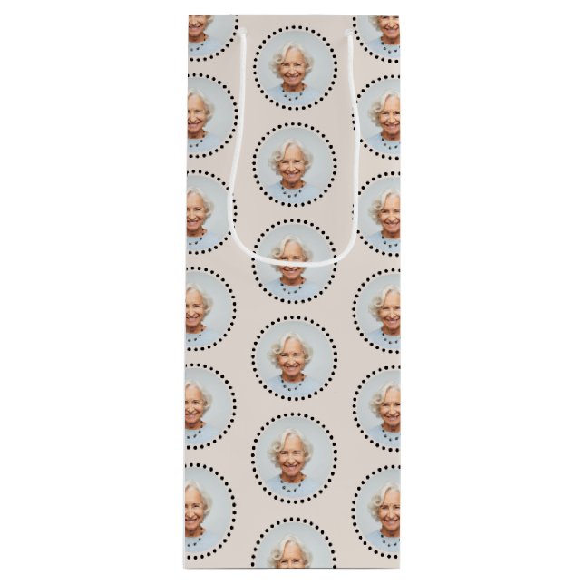 Bolsa Para Vino Simple Gracioso Corte Editable Fotos Redondas Polk (Anverso)