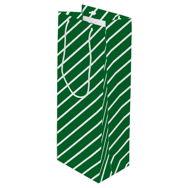 Bolsa Para Vino Simple Moda Diagonal Rayas Blancas En Verde (Angulo Anverso)