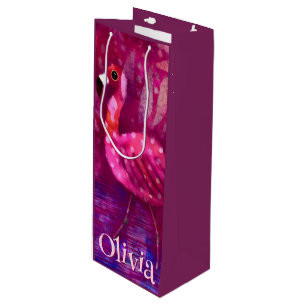 Bolsa Para Vino Singular Resumen Flamingo Rosa Personalizado