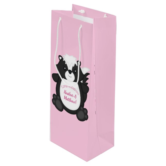 Bolsa Para Vino Skunk Baby Shower Pink (Angulo Anverso)