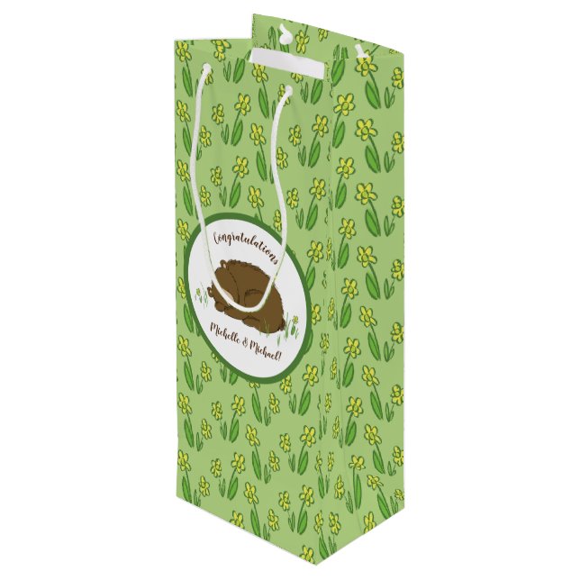 Bolsa Para Vino Sleeping Bear Baby Shower Woodland (Angulo reverso)