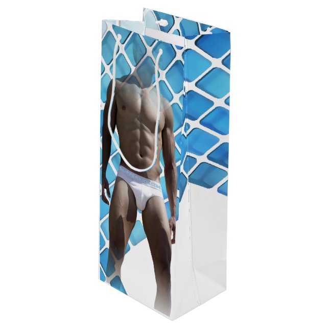 Bolsa Para Vino SlipperyJoe hombre muscular seis empates abs macho (Angulo Anverso)