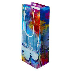 Bolsa Para Vino SlipperyJoe NYC grafiti luna rodeada de nubes dram