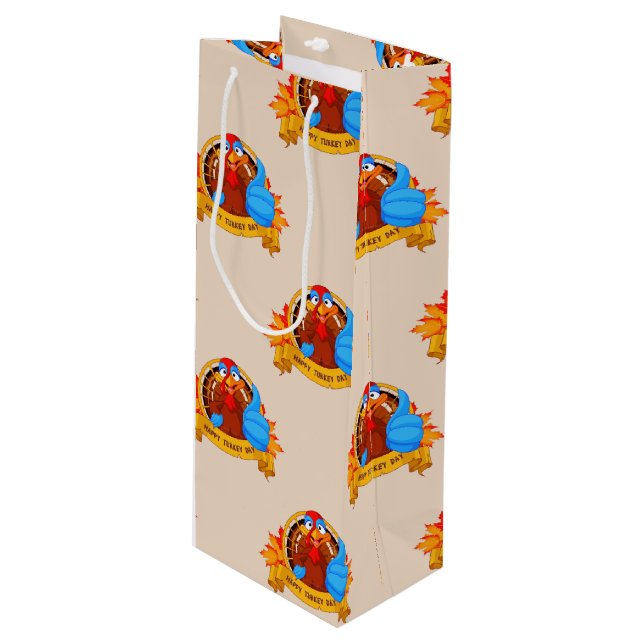 Bolsa Para Vino SlipperyJoe's fun cartoon-style Thanksgiving desig (Angulo Anverso)
