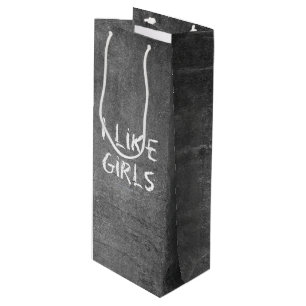 Bolsa Para Vino SlipperyJoe's Me gustan las chicas pizarra sucia o