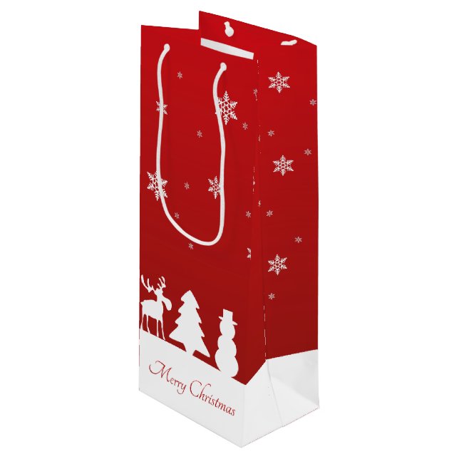 Bolsa Para Vino Snowman, reno de árbol de Navidad (Angulo Anverso)