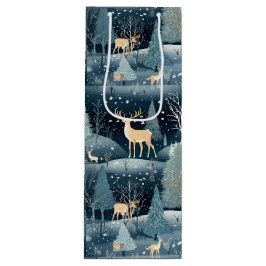 Bolsa Para Vino Snowy Night Deer Field