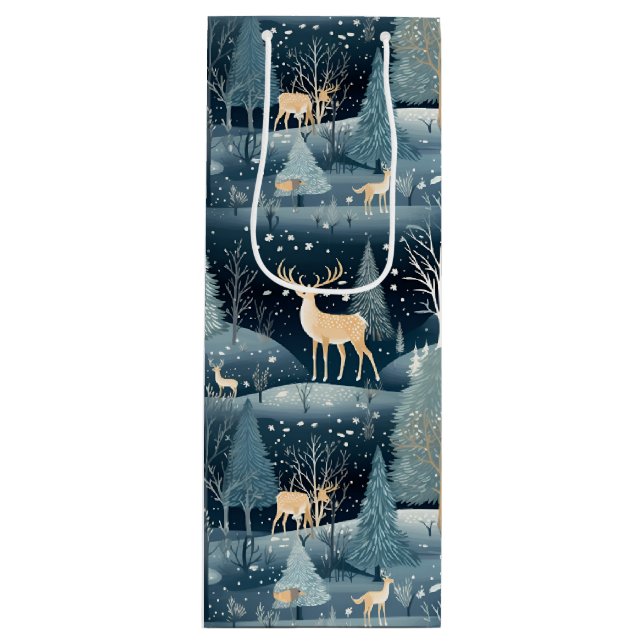 Bolsa Para Vino Snowy Night Deer Field (Anverso)