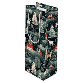 Bolsa Para Vino Snowy Winter Farmhouse 