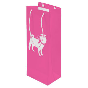 Bolsa Para Vino Sombrero de graduación tema perro Pug rosa