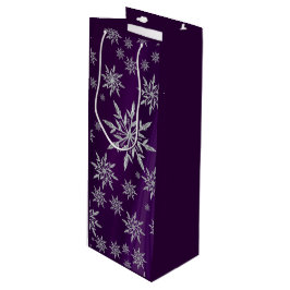 Bolsa Para Vino Sparkly Silver Snowflakes en morado