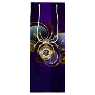 Bolsa Para Vino Spider Steampunk sobre fondo morado