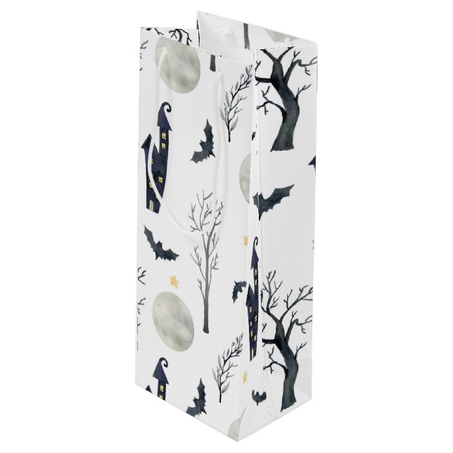 BOLSA PARA VINO SPOOKY HALLOWEEN CASTLES MOONS BATES ÁRBOLES (Angulo Anverso)