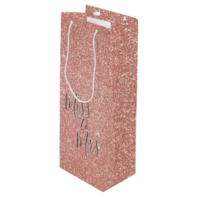 Bolsa Para Vino Srta. Bridal Shower Fiesta Rosa Gold Sparkle (Angulo Anverso)
