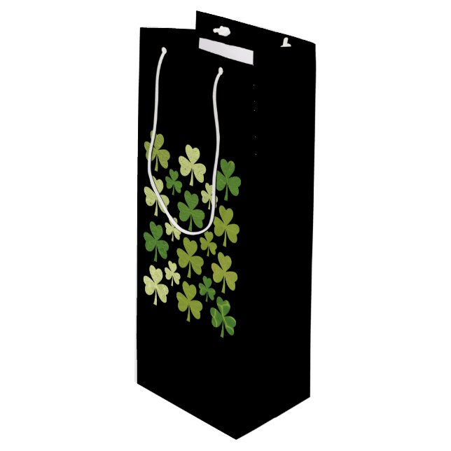 Bolsa Para Vino St Patrick's Day Heart Lucky Clover Shamrock (Angulo Anverso)