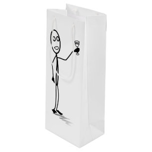 Bolsa Para Vino Stickman sosteniendo un vaso de vino blanco y negr