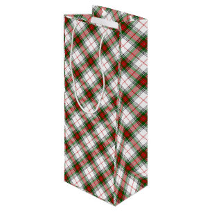 Bolsa Para Vino Stuart / Stewart tartan blanco rojo platillo verde