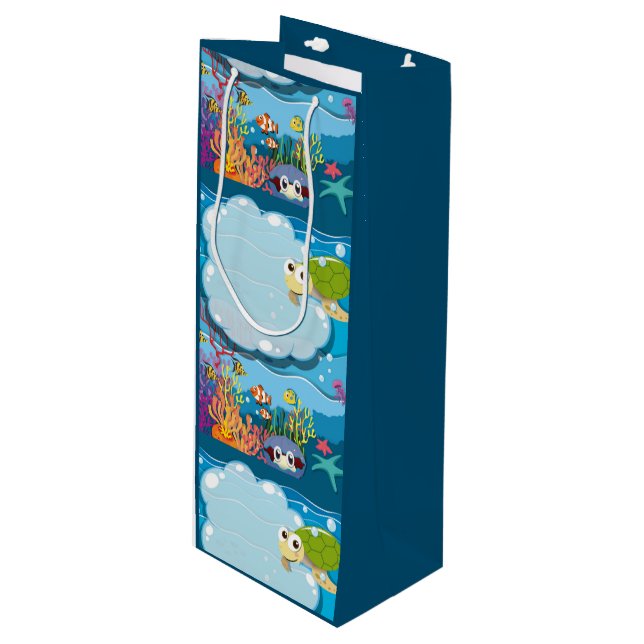 Bolsa Para Vino Subacuáticos Animales Marítimos Tortuga Pescado Al (Angulo Anverso)
