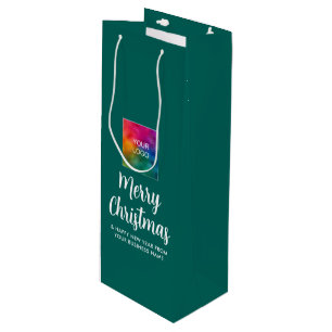 Bolsa Para Vino Subir plantilla de logotipo Tipografía Feliz Navid
