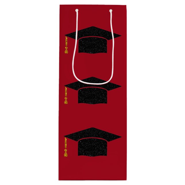 Bolsa Para Vino Tapón de graduación de purpurina (Anverso)